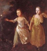 Thomas Gainsborough Konstnarens dottrar jaggr a fjaril painting